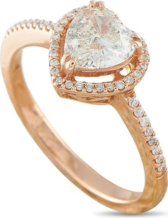 Luxury Bazaar 18K Rose Gold 1.10ct Diamond Heart Halo Ring MF10-081226