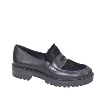 Eric Michael Womens Captiva Smoking Loafers In Black Leather Pony