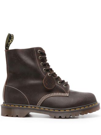 Dr. Martens 1460 Wax Commander boots - unisex - Calf Suede/Rubber/Calf Leather - 9 - Brown