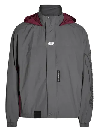 Aape By A Bathing Ape logo-patch hooded jacket - men - Nylon - S - Grey