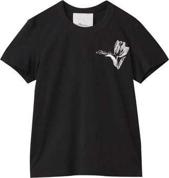3.1 Phillip Lim tulip-embroidered short-sleeve top - Black
