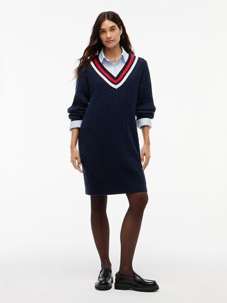 Tommy Hilfiger Womens Tommy Jeans Cricket Sweater Dress - Dark Blue - XL