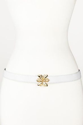 Raina Double Bee Clasp Buckle Leather belt in White at Nordstrom, Size Medium