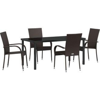 vidaXL Conjunto De Comedor De Jard&iacute;n 5 Pcs Marr&oacute;n Polirat&aacute;n Vidaxl