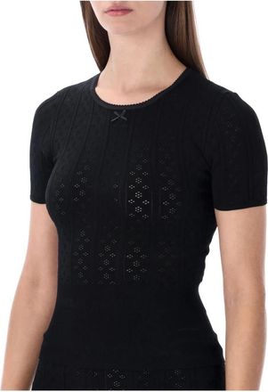 J.W.Anderson Ribbed Eyelet Knit Top - Dames - T-shirts - Zwart - L - Polyester - Tops