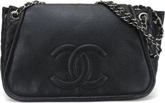 Chanel Pre-owned Leather chanel-bags - Dames - Vintage Schoudertas - Zwart - ONE Size - Leer - Vintage