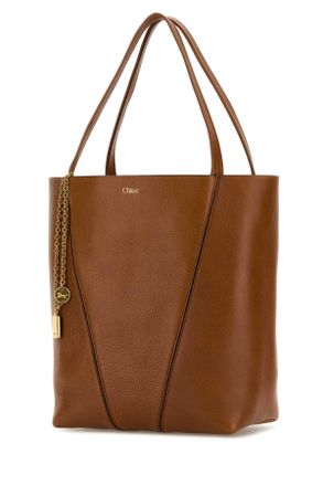 Chlo&eacute; Womens Caramel Leather Spin Shopping Bag Claybrown Borse A Mano