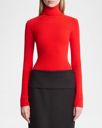 Proenza Schouler Fox Rib-Knit Matte Viscose Turtleneck Top