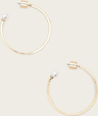 AllSaints Brass Hazel Pearl Hoop Earrings, Size: One Size