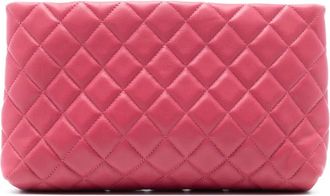 Chanel Clutch in pelle di agnello trapuntata con chiusura a bacio 2012 - Rosa