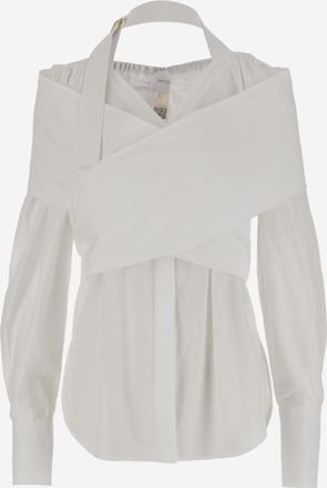 Patou White Wrap Poplin Blouse