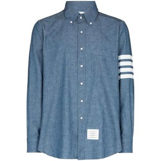 Thom Browne 4-Bar Straight-Fit Chambray Shirt