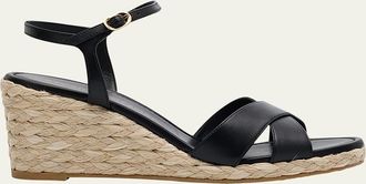 Stuart Weitzman Dayna Leather Crisscross Espadrille Sandals