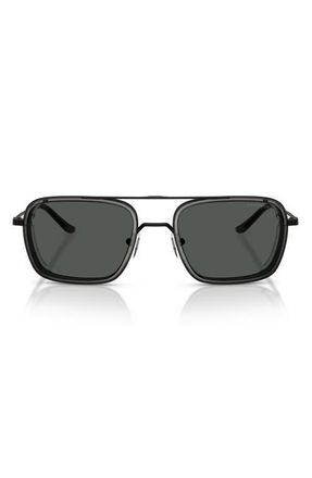 Emporio Armani 54mm Square Sunglasses in Matte Black /Smoke at Nordstrom