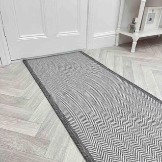 Runrug Carpet Runner Rug - Indoor/Outdoor, Reversible, 2mm - Illusion in Grey | Size: 70 cm x 390 cm