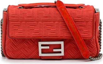 Fendi Pre-owned Womens Baguette Chain Strap Bag - Orange Textile - One Size