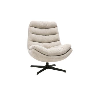Miliboo Sill&oacute;n Giratorio De Tejido Efecto Terciopelo Texturizado Beige Y Metal Negro Lomi