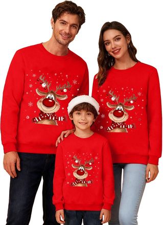 Generic Family Christmas Jumpers Matching Long Sleeve Round Neck Snowflake Xmas Tree Print Sweatshirts Novelty Family Christmas Pullovers for Men, Women and K