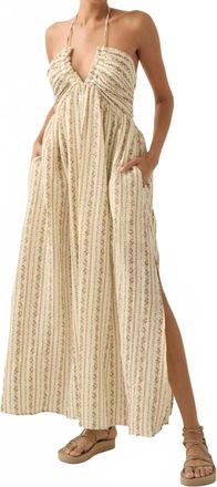 Promesa Trellis Blossoms Floral Gauze Halter Maxi Dress In Cream
