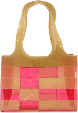 Chanel Beige Pink Vinyl Handbag Tote Bag (Pre-Owned)