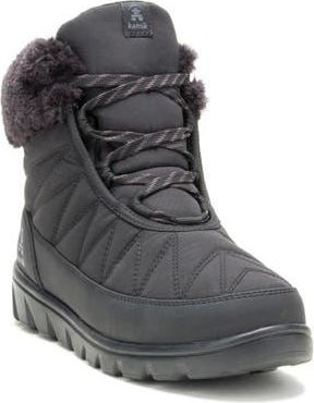 kamik Hannah Faux Fur Cuff Waterproof Snow Boot in Black at Nordstrom Rack, Size 10