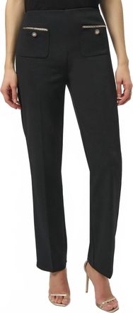 Joseph Ribkoff Chain Detail Pull On Straight Pants In Black