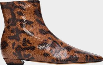 Proenza Schouler Trap Snake-Embossed Leather Ankle Boots