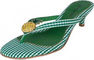 Jeffrey Campbell Womens Pina Colada Sandals In Green Gingham