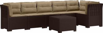 vidaXL Sof&aacute; De Jard&iacute;n Para 6 Personas Con Cojines Estilo Rattan Pp Vidaxl