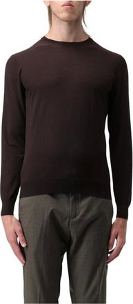 Drumohr Truien & Vesten, Heren, Bruin, M, Wol, Merino wollen trui met ronde hals