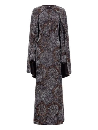 Paco Rabanne long-sleeve pearl crepe dress - Black