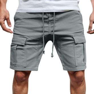 Generic Cargo Shorts for Men UK Combat Cotton Camo Shorts with Multi-Pockets Summer Outdoor Quick-Dry Breathable Elasticated Waist Workwear Knee Length Pants 