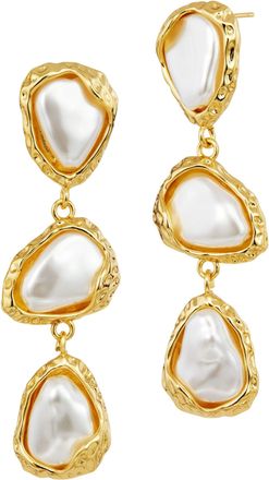 Savvy Cie Jewels GOLD PLATED OVER BRASS BAROQUE SEA PEBBLES EARRINGS