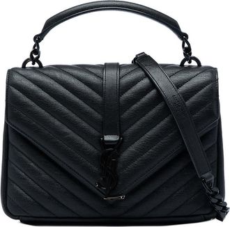 Saint Laurent Pre-owned Saint Laurent Medium Chevron Sheepskin Monogram Monochrome College Bag Ladies 9MNVJMLWVKVPQ435