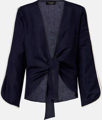 Adriana Degreas Bicolor linen-blend top