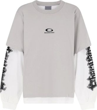 Balenciaga Sweatshirts, male, Gray, Size: L Hybrid Double T-Shirt