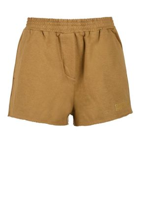 Douuod Brown Elastic Cotton Shorts
