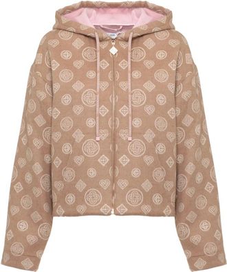 Casablanca Monogram Zip-Up Hoodie - Dames - Vesten met rits - Bruin - XS - Wol - Hoodies & sweatvesten