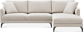 Castlery Lena Chaise Sectional Sofa Right Facing Customized, Light Grey, Matte Black Legs, Spill Resistant, Removable Covers for Castlery
