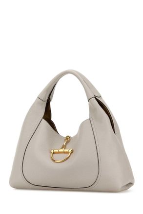 Gucci Womens Light Grey Leather Large Gucci Softbit Shoulder Bag Sphinx Calf Skin Borse A Mano