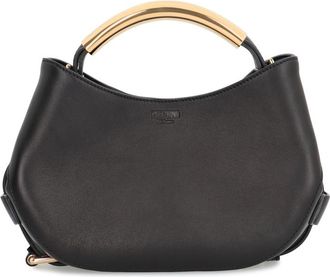 Moschino Black Curved-Handle Medium Satchel