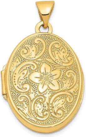 Diamond2Deal 14k Yellow Gold Scrolled Floral Locket Pendant