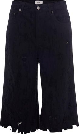Haikure Black Distressed Shorts