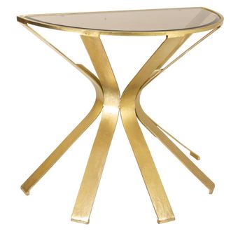 Wanderlust Deco Wanderlust Deco - Recibidor De Metal Dorado Y Cristal 94x52x78
