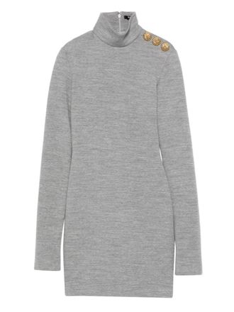 Balmain High-Neck Bodycon Short Dress