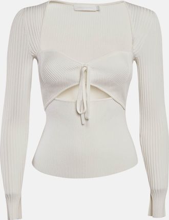 Jonathan Simkhai Jonathan Simkhai White Rib Knit Cut-Out Alexia Top