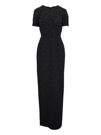 Carolina Herrera crystal-embellished maxi dress - women - Polyester/Polyurethane - 10 - Black