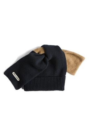 J.W.Anderson Knotted Colorblock Wool Beanie in Navy at Nordstrom