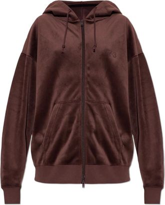 Yohji Yamamoto Velvet Corduroy Zipper Hoodie - Dames - Vesten met rits - Rood - S - Hoodies & sweatvesten
