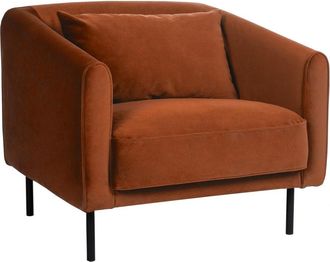 DRAWER Sill&oacute;n de terciopelo con patas rectas de metal - &Oacute;xido